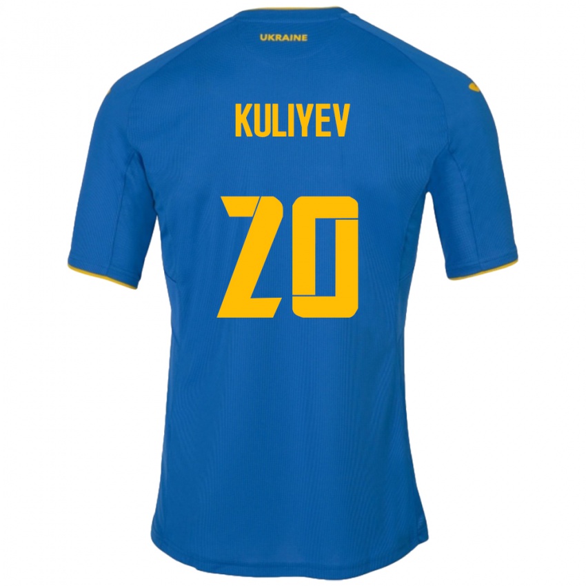 Kinder Ukraine Eldar Kuliyev #20 Blau Auswärtstrikot Trikot 24-26 T-Shirt Österreich