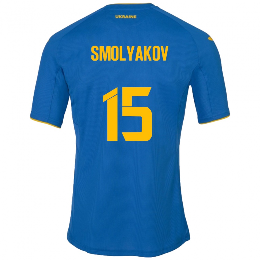 Kinder Ukraine Artem Smolyakov #15 Blau Auswärtstrikot Trikot 24-26 T-Shirt Österreich