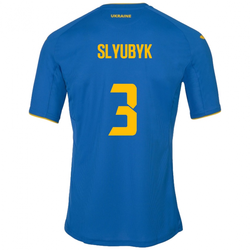 Kinder Ukraine Bogdan Slyubyk #3 Blau Auswärtstrikot Trikot 24-26 T-Shirt Österreich