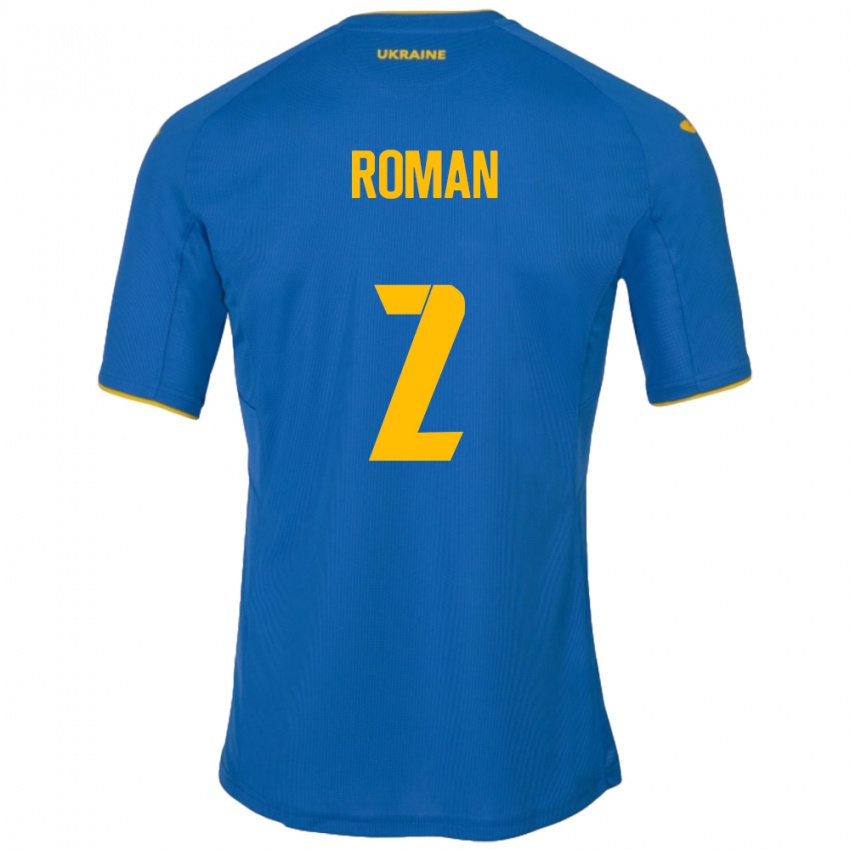 Kinder Ukraine Vitaliy Roman #2 Blau Auswärtstrikot Trikot 24-26 T-Shirt Österreich