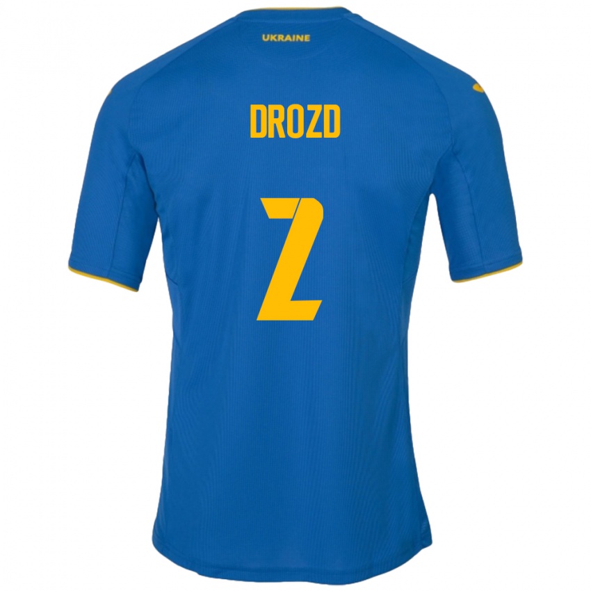 Kinder Ukraine Anton Drozd #2 Blau Auswärtstrikot Trikot 24-26 T-Shirt Österreich