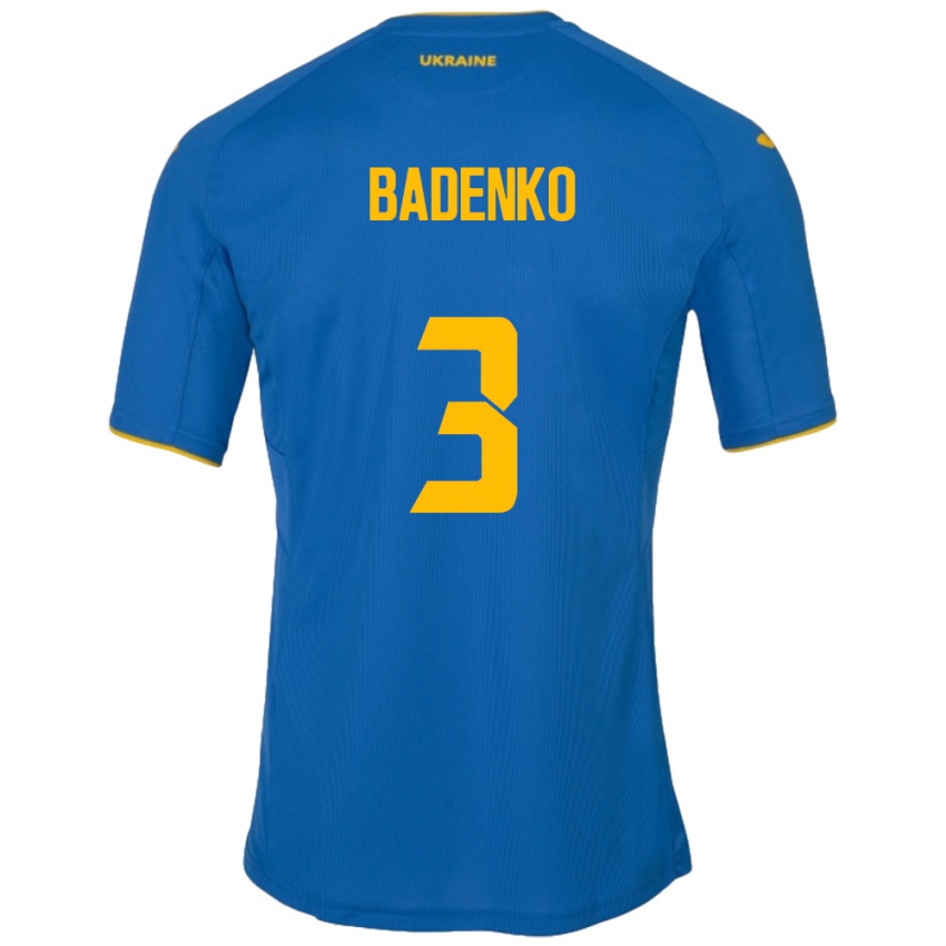 Kinder Ukraine Ilya Badenko #3 Blau Auswärtstrikot Trikot 24-26 T-Shirt Österreich