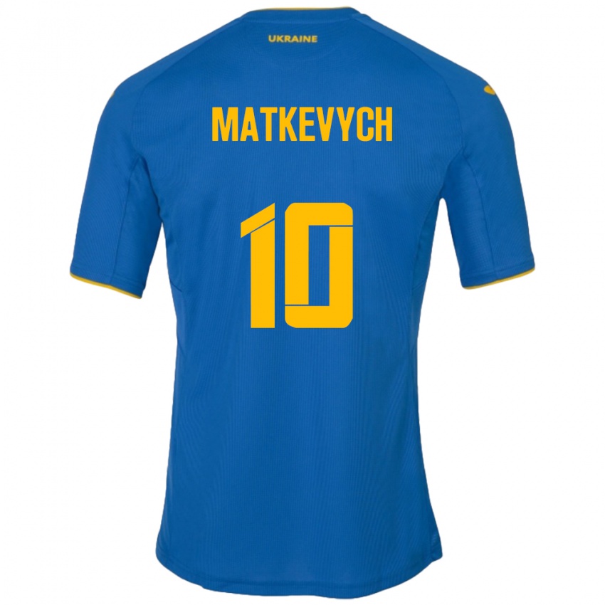 Kinder Ukraine Andriy Matkevych #10 Blau Auswärtstrikot Trikot 24-26 T-Shirt Österreich