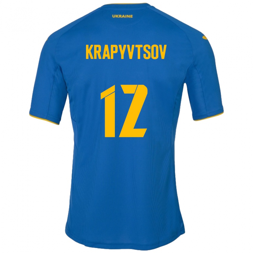 Kinder Ukraine Vladyslav Krapyvtsov #12 Blau Auswärtstrikot Trikot 24-26 T-Shirt Österreich