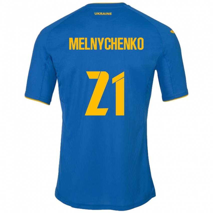 Kinder Ukraine Maksym Melnychenko #21 Blau Auswärtstrikot Trikot 24-26 T-Shirt Österreich