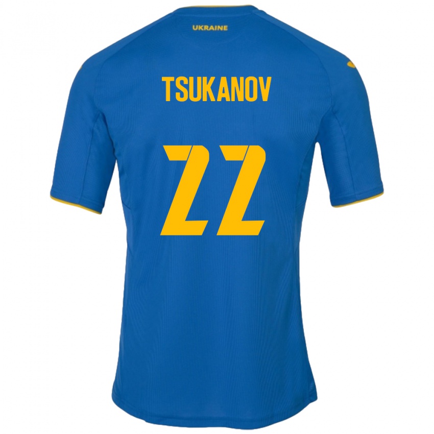 Kinder Ukraine Viktor Tsukanov #22 Blau Auswärtstrikot Trikot 24-26 T-Shirt Österreich