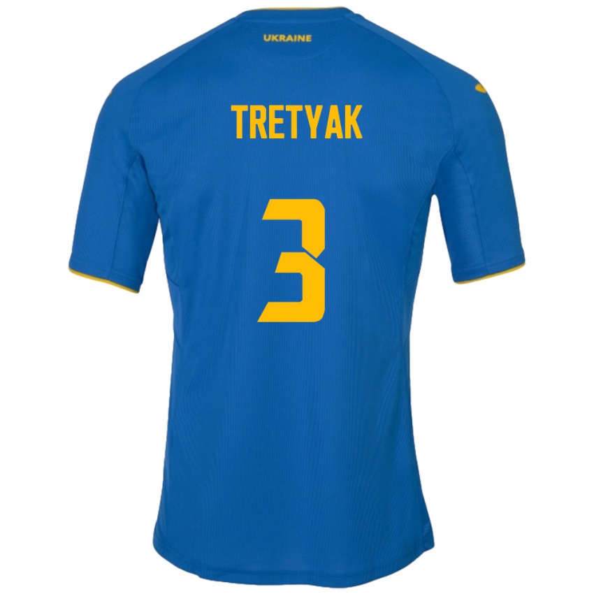 Kinder Ukraine Demyan Tretyak #3 Blau Auswärtstrikot Trikot 24-26 T-Shirt Österreich