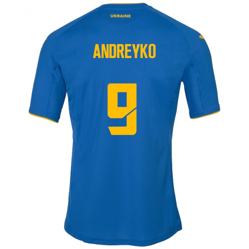 Kinder Ukraine Ivan Andreyko #9 Blau Auswärtstrikot Trikot 24-26 T-Shirt Österreich