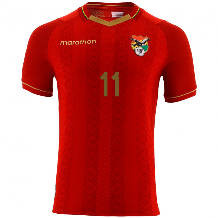 Kinder Bolivien Carmelo Algarañaz #11 Rot Auswärtstrikot Trikot 24-26 T-Shirt Österreich