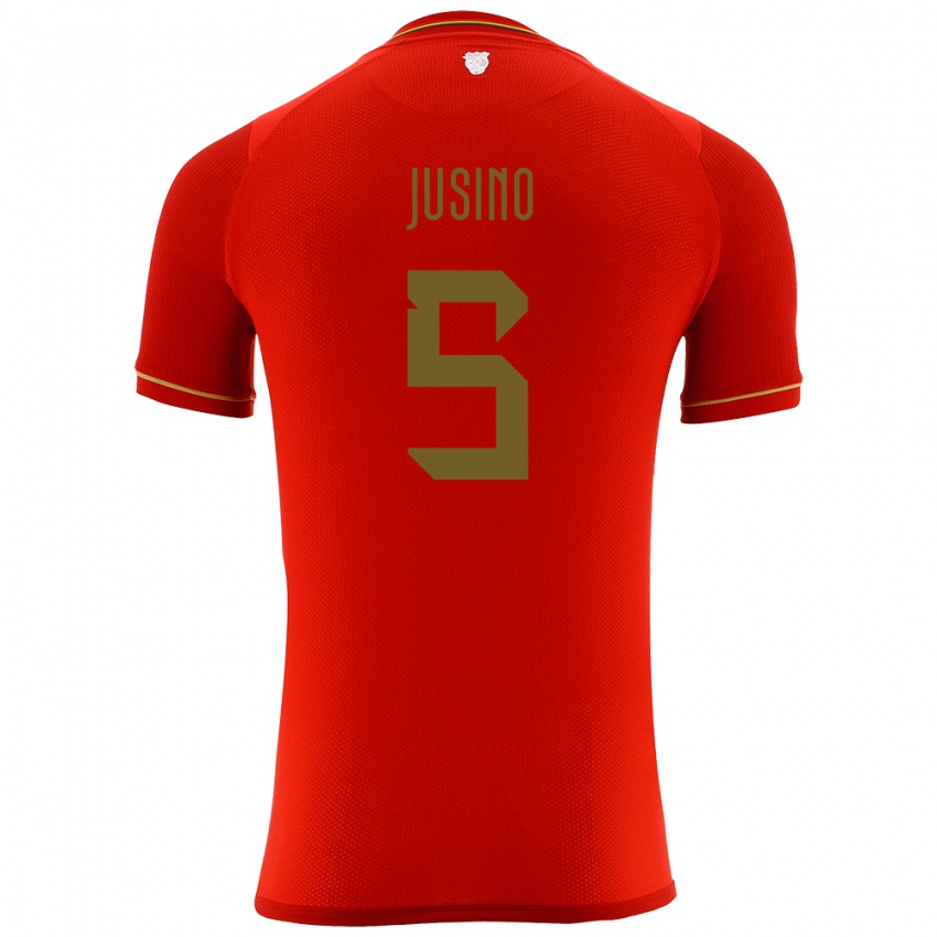 Kinder Bolivien Adrián Jusino #5 Rot Auswärtstrikot Trikot 24-26 T-Shirt Österreich