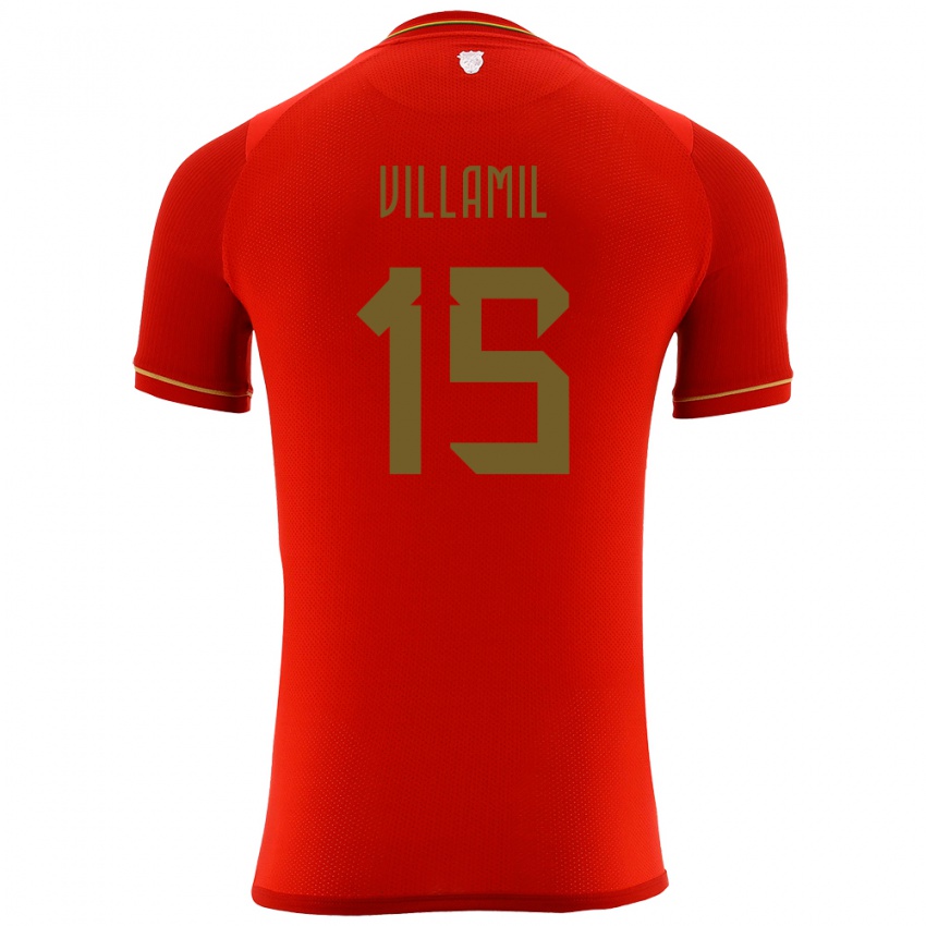 Kinder Bolivien Gabriel Villamíl #15 Rot Auswärtstrikot Trikot 24-26 T-Shirt Österreich