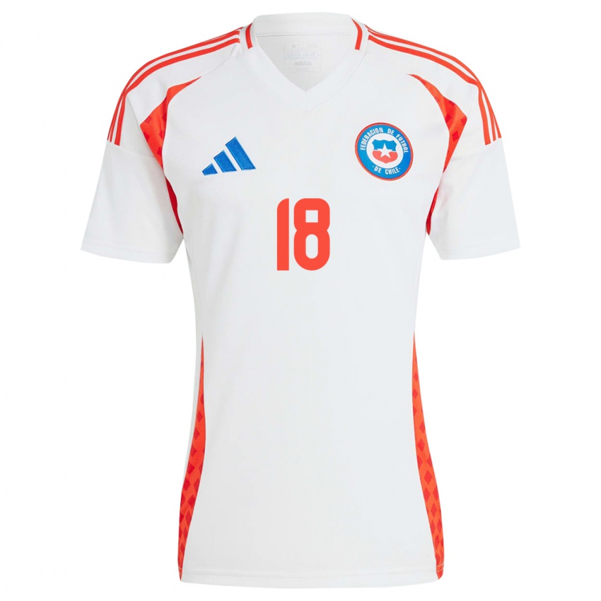 Kinder Chile Camila Sáez #18 Weiß Auswärtstrikot Trikot 24-26 T-Shirt Österreich