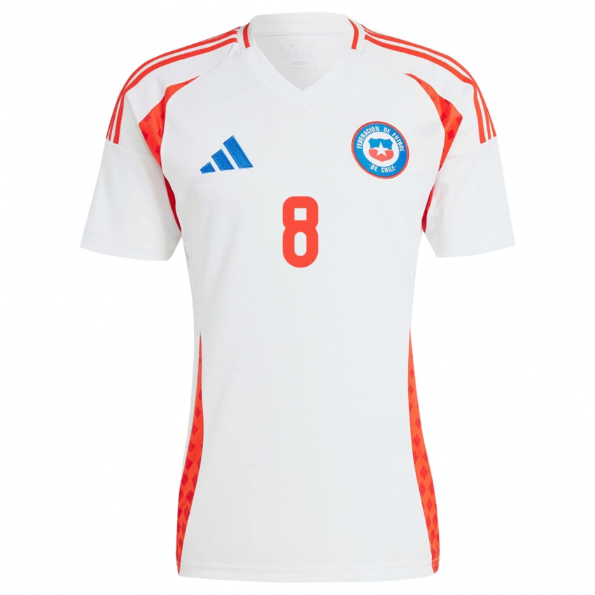 Kinder Chile Karen Araya #8 Weiß Auswärtstrikot Trikot 24-26 T-Shirt Österreich