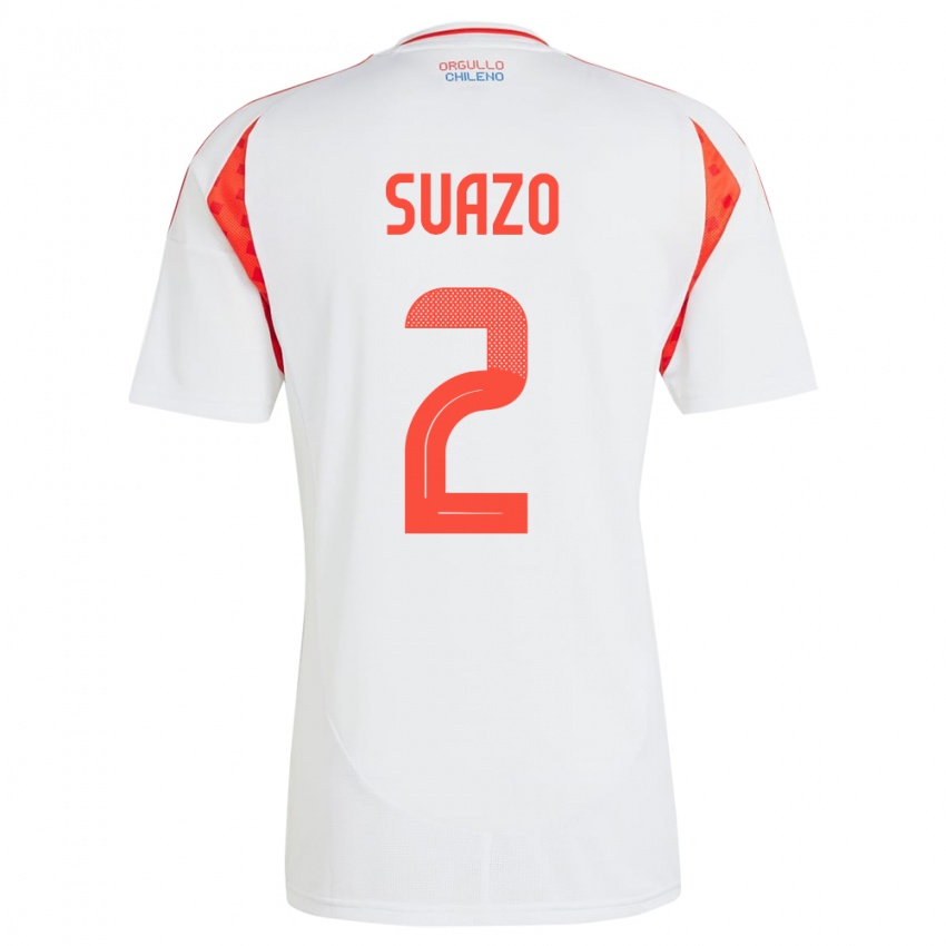 Kinder Chile Gabriel Suazo #2 Weiß Auswärtstrikot Trikot 24-26 T-Shirt Österreich