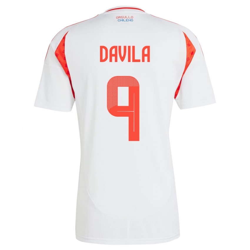 Kinder Chile Víctor Dávila #9 Weiß Auswärtstrikot Trikot 24-26 T-Shirt Österreich