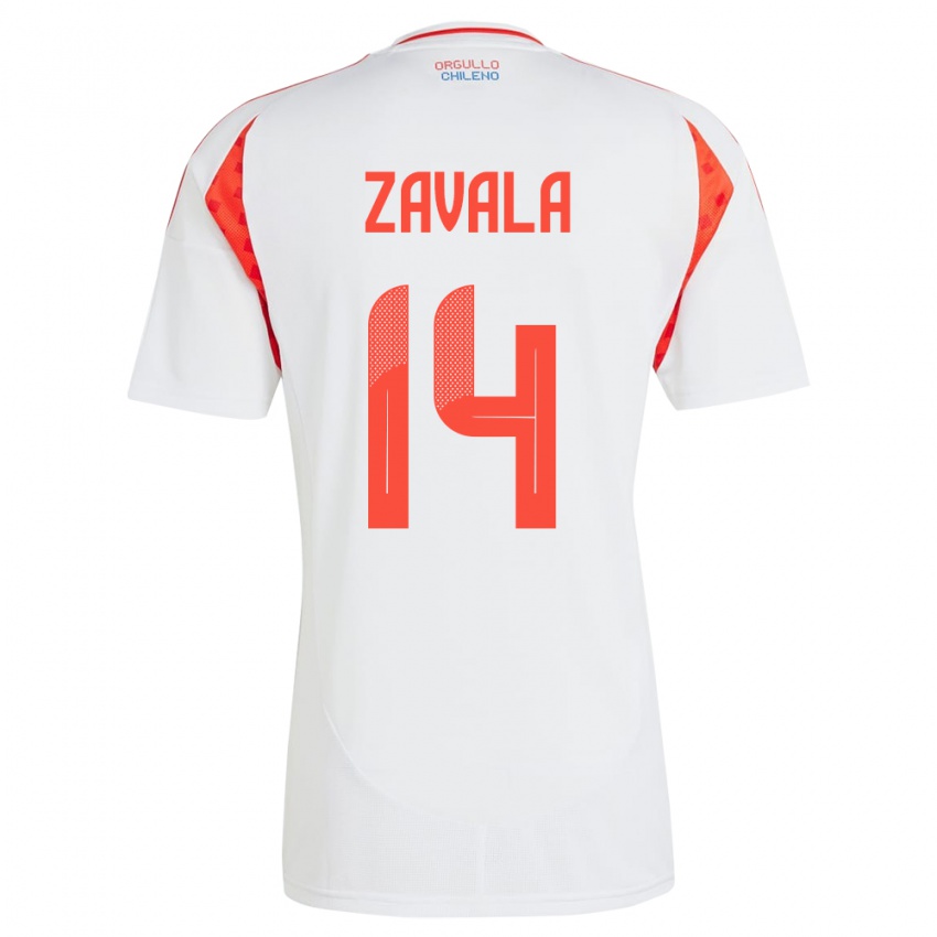 Kinder Chile Cristián Zavala #14 Weiß Auswärtstrikot Trikot 24-26 T-Shirt Österreich