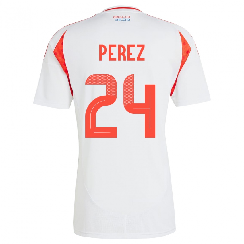 Kinder Chile César Pérez #24 Weiß Auswärtstrikot Trikot 24-26 T-Shirt Österreich