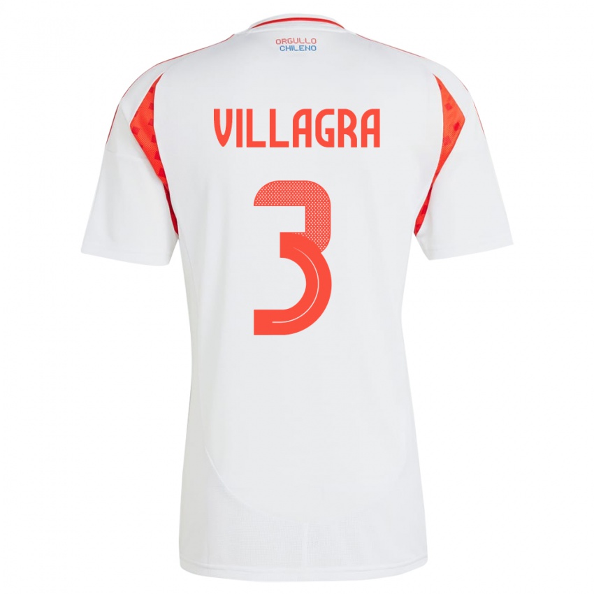 Kinder Chile Jonathan Villagra #3 Weiß Auswärtstrikot Trikot 24-26 T-Shirt Österreich