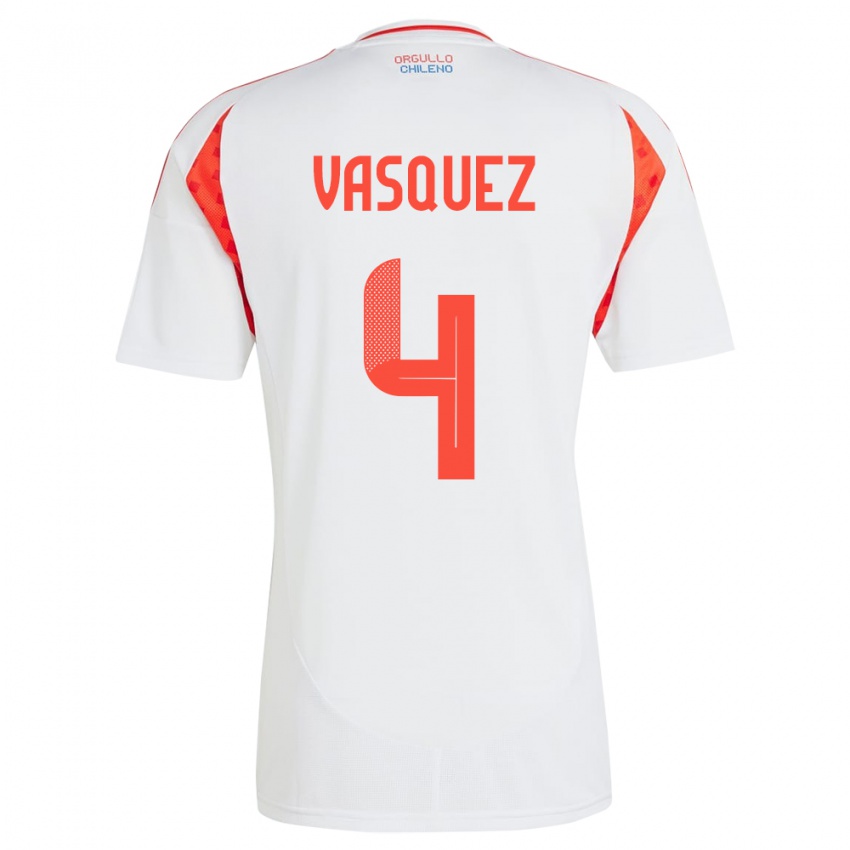 Kinder Chile Matías Vásquez #4 Weiß Auswärtstrikot Trikot 24-26 T-Shirt Österreich