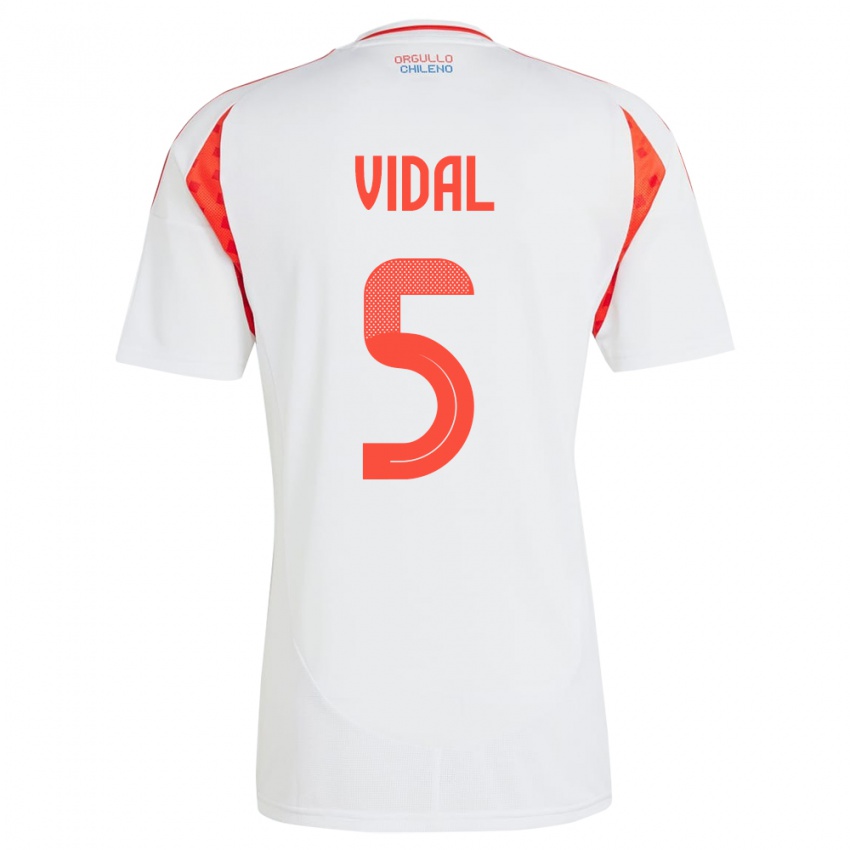 Kinder Chile Valentín Vidal #5 Weiß Auswärtstrikot Trikot 24-26 T-Shirt Österreich