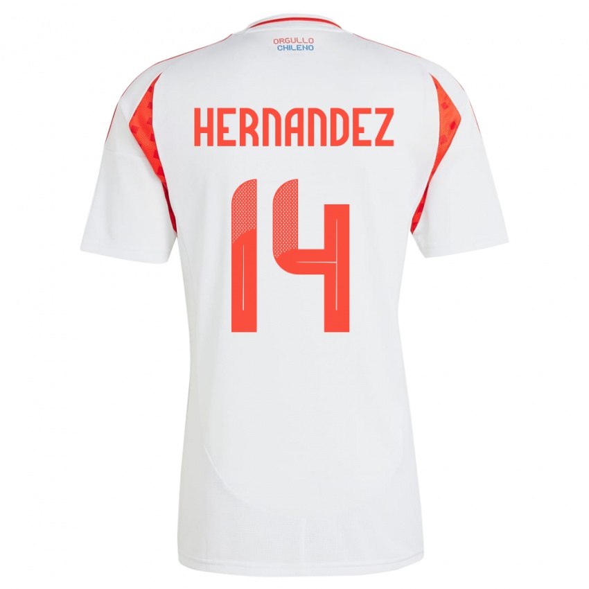 Kinder Chile Leandro Hernández #14 Weiß Auswärtstrikot Trikot 24-26 T-Shirt Österreich