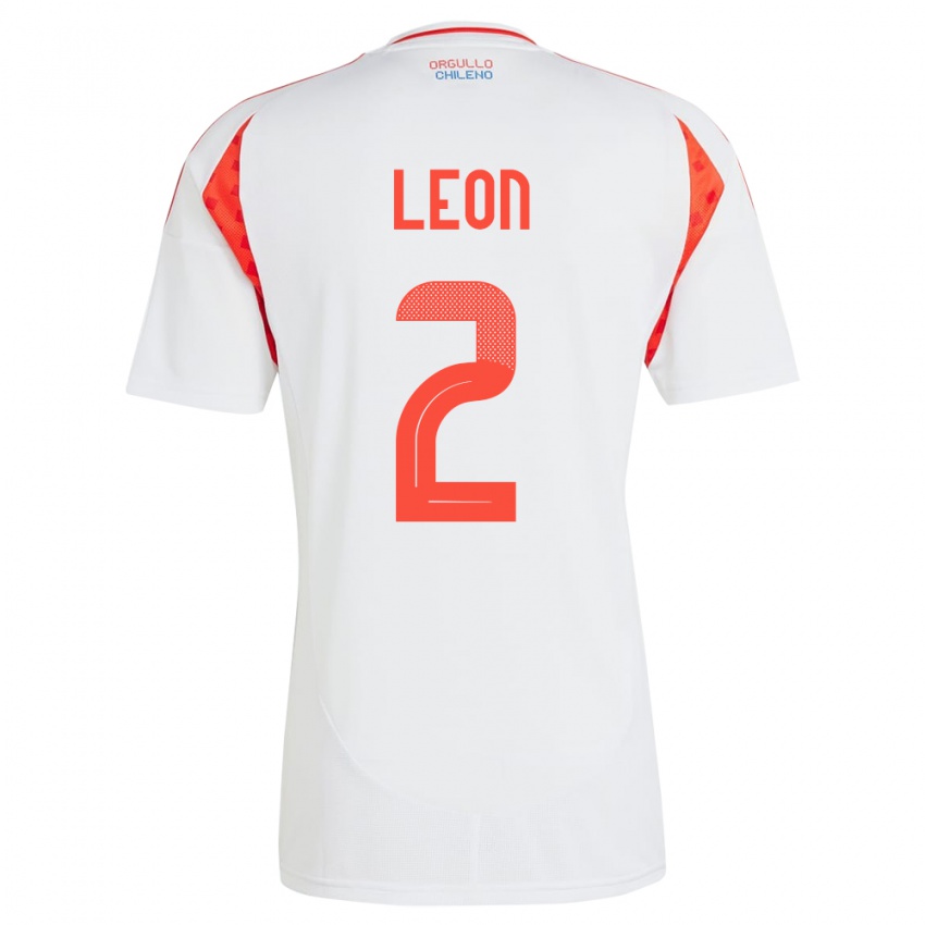 Kinder Chile Maicol León #2 Weiß Auswärtstrikot Trikot 24-26 T-Shirt Österreich