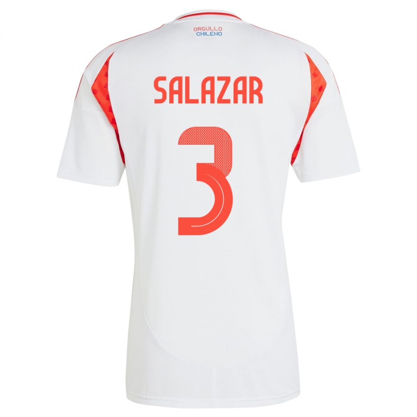 Kinder Chile Yahir Salazar #3 Weiß Auswärtstrikot Trikot 24-26 T-Shirt Österreich