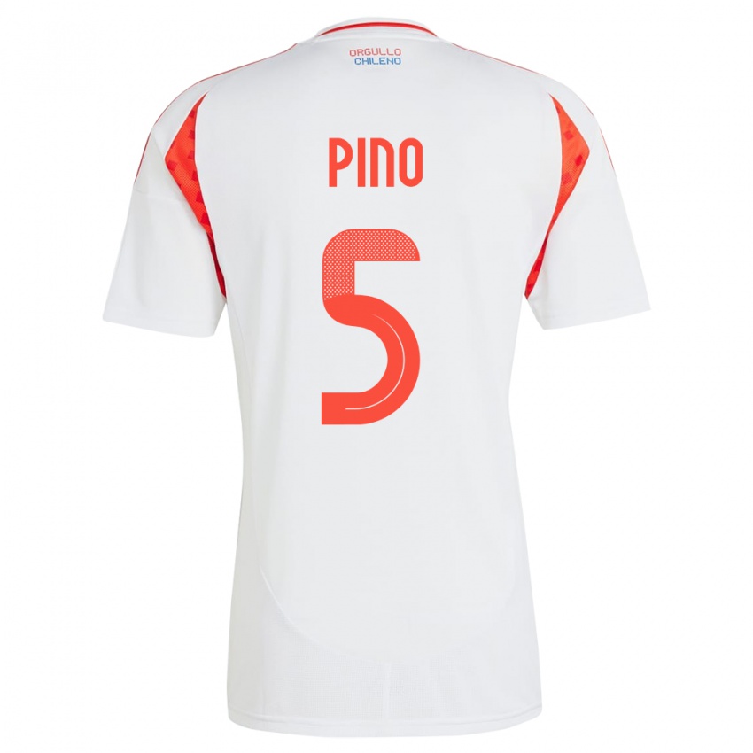 Kinder Chile Sebastián Pino #5 Weiß Auswärtstrikot Trikot 24-26 T-Shirt Österreich