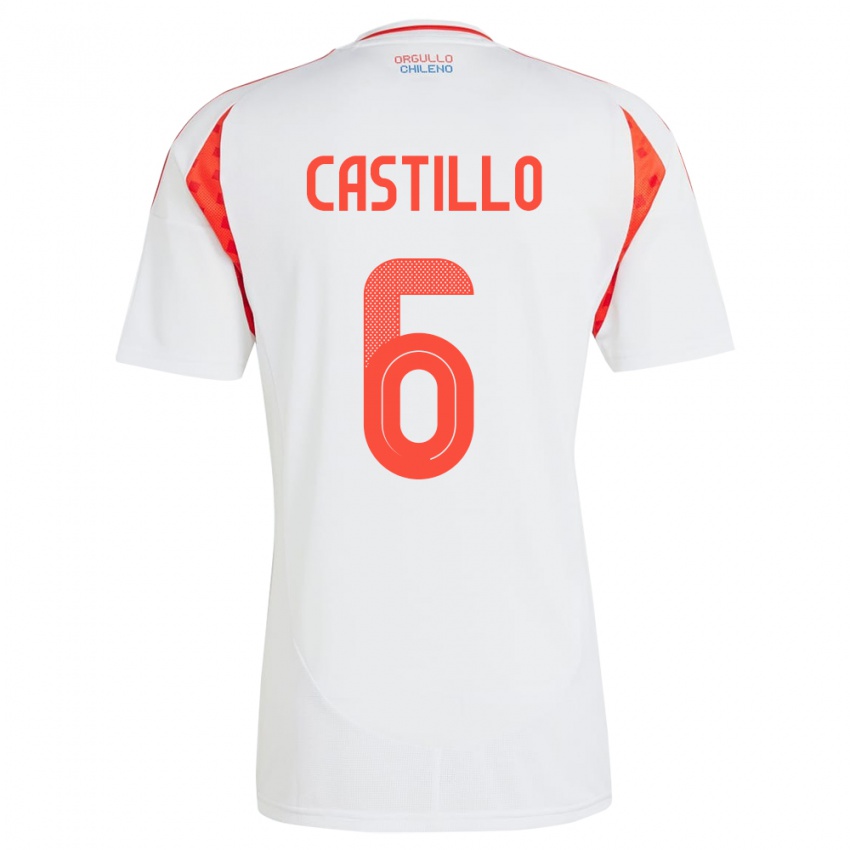 Kinder Chile Cristóbal Castillo #6 Weiß Auswärtstrikot Trikot 24-26 T-Shirt Österreich