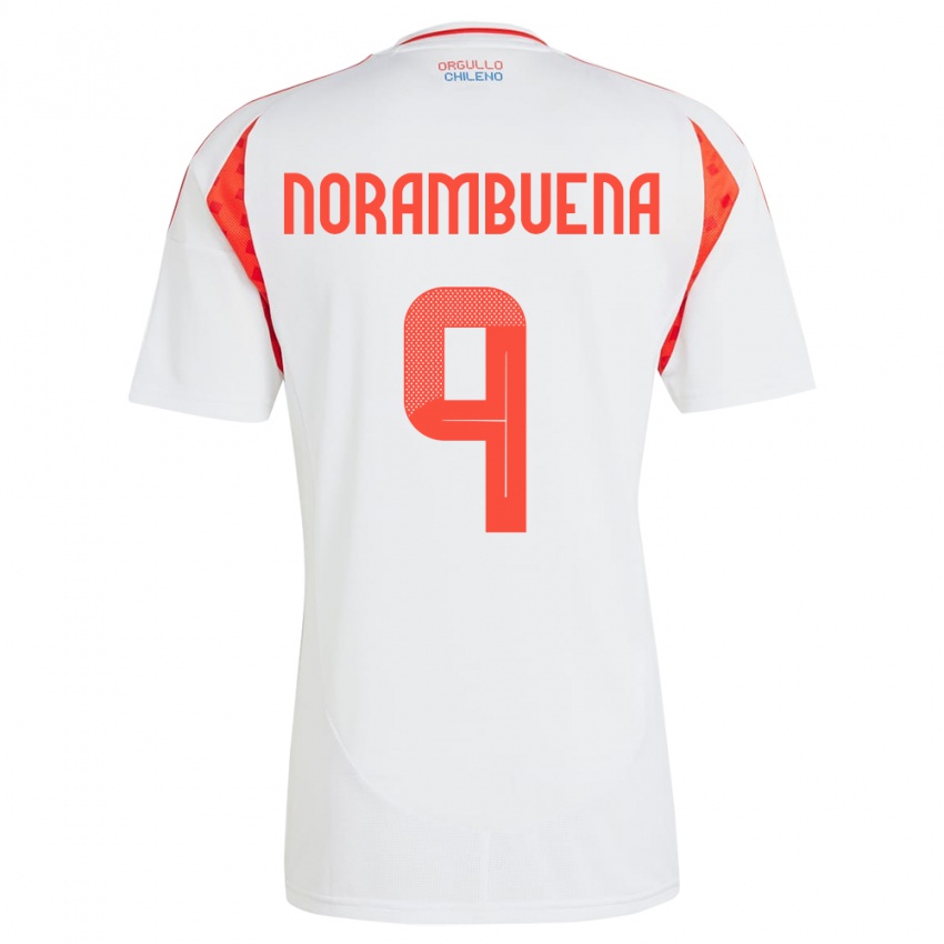 Kinder Chile Gabriel Norambuena #9 Weiß Auswärtstrikot Trikot 24-26 T-Shirt Österreich