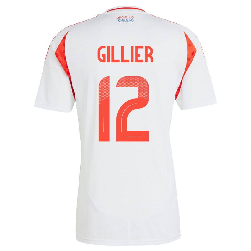 Kinder Chile Thomas Gillier #12 Weiß Auswärtstrikot Trikot 24-26 T-Shirt Österreich