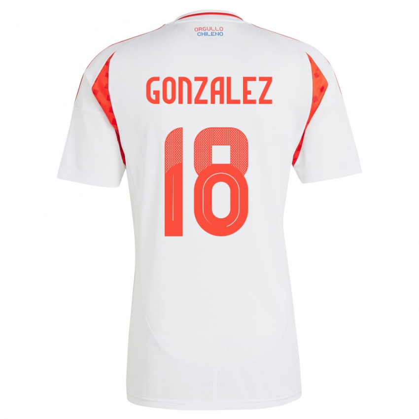 Kinder Chile Bryan González #18 Weiß Auswärtstrikot Trikot 24-26 T-Shirt Österreich