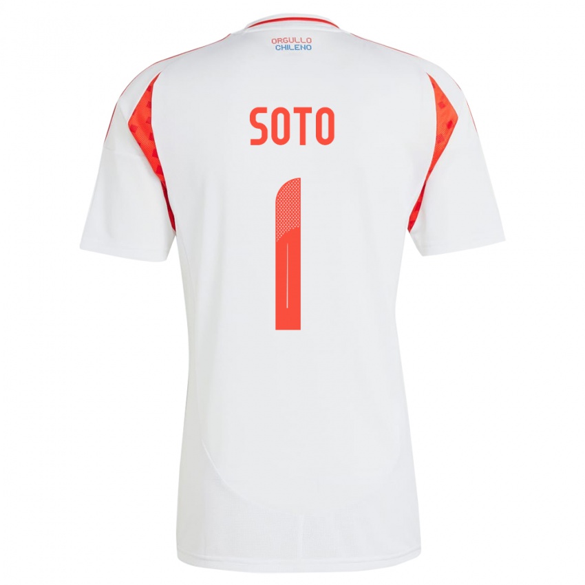 Kinder Chile Fernando Soto #1 Weiß Auswärtstrikot Trikot 24-26 T-Shirt Österreich