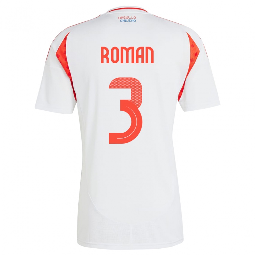 Kinder Chile Iván Román #3 Weiß Auswärtstrikot Trikot 24-26 T-Shirt Österreich