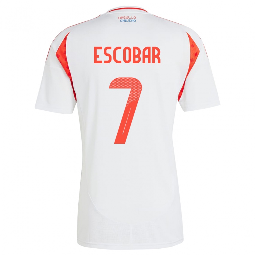 Kinder Chile Bastián Escobar #7 Weiß Auswärtstrikot Trikot 24-26 T-Shirt Österreich