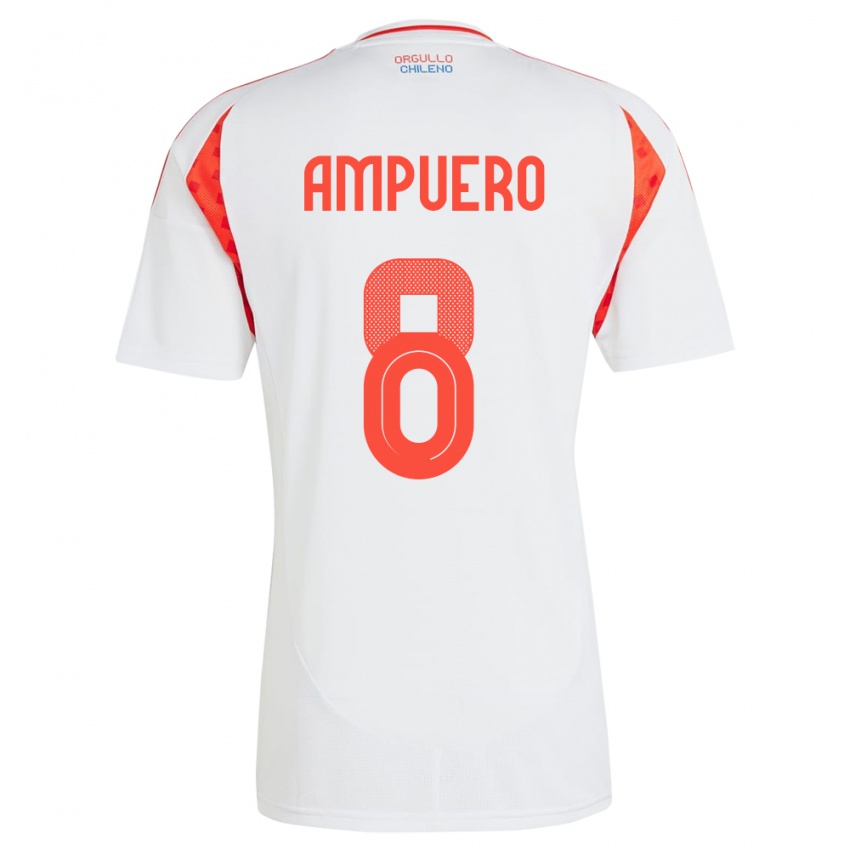 Kinder Chile Benjamín Ampuero #8 Weiß Auswärtstrikot Trikot 24-26 T-Shirt Österreich