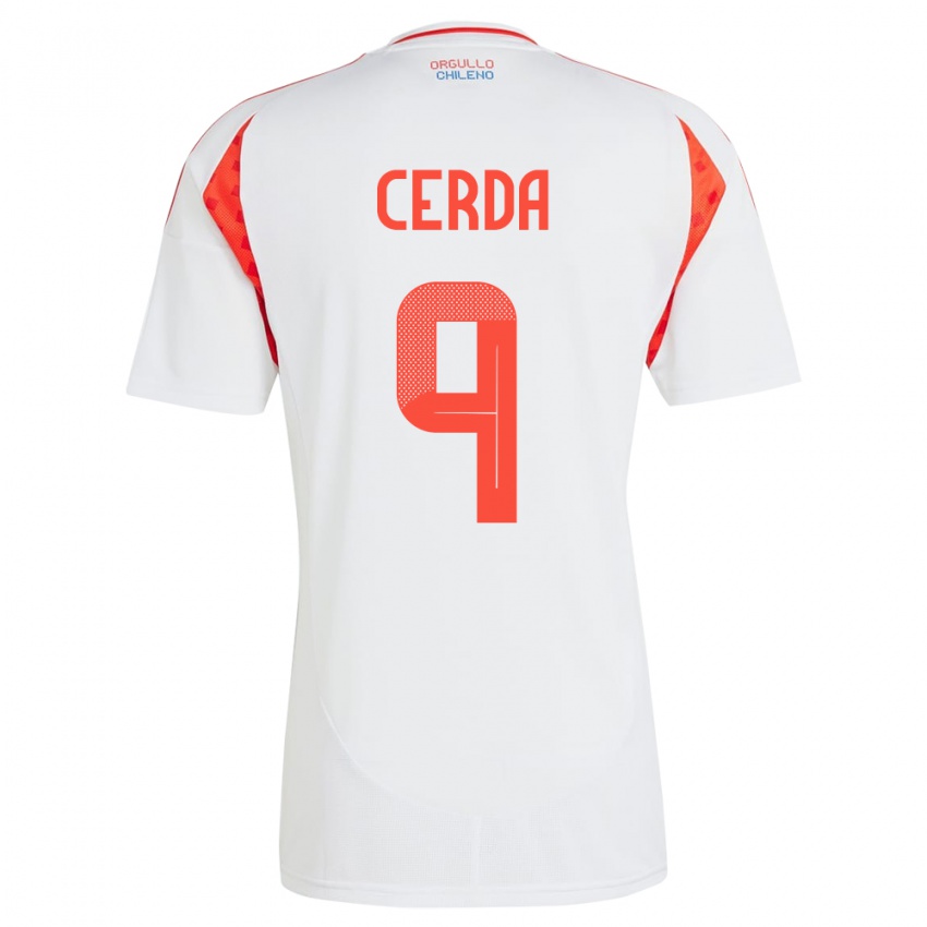 Kinder Chile Axel Cerda #9 Weiß Auswärtstrikot Trikot 24-26 T-Shirt Österreich