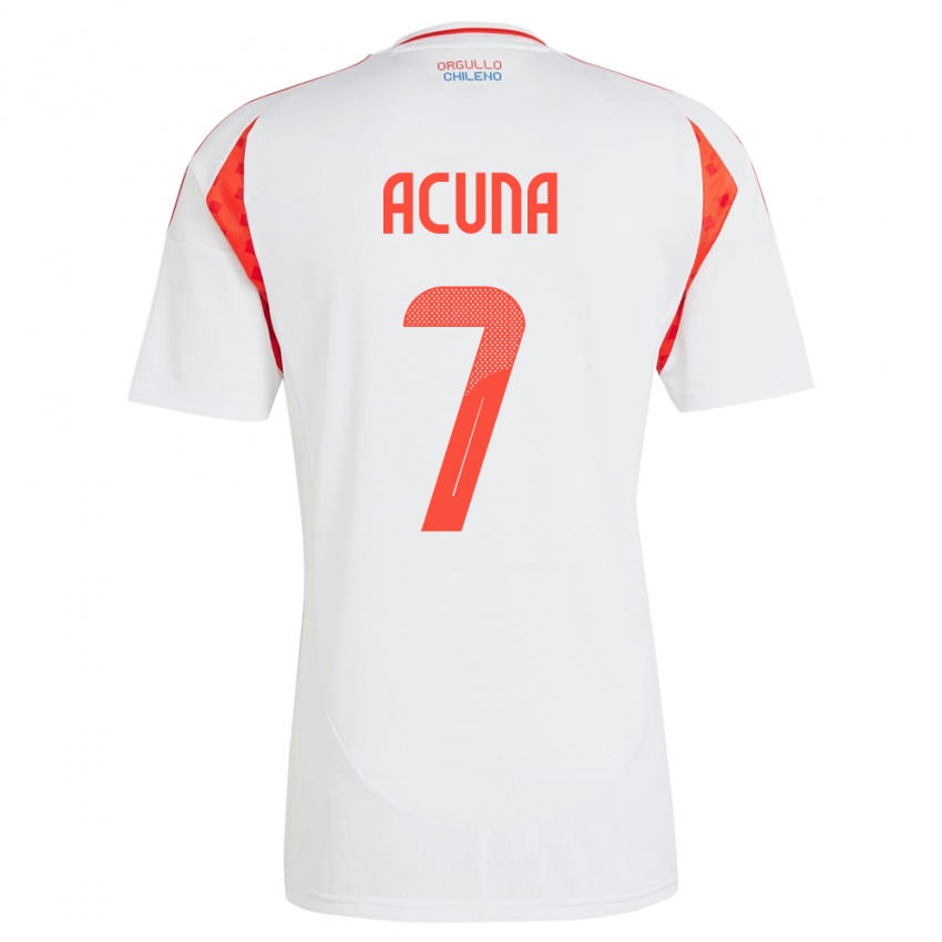 Kinder Chile Yenny Acuña #7 Weiß Auswärtstrikot Trikot 24-26 T-Shirt Österreich