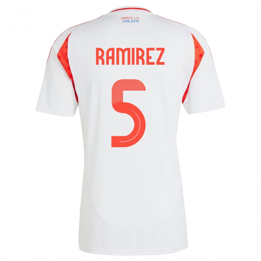 Kinder Chile Fernanda Ramírez #5 Weiß Auswärtstrikot Trikot 24-26 T-Shirt Österreich