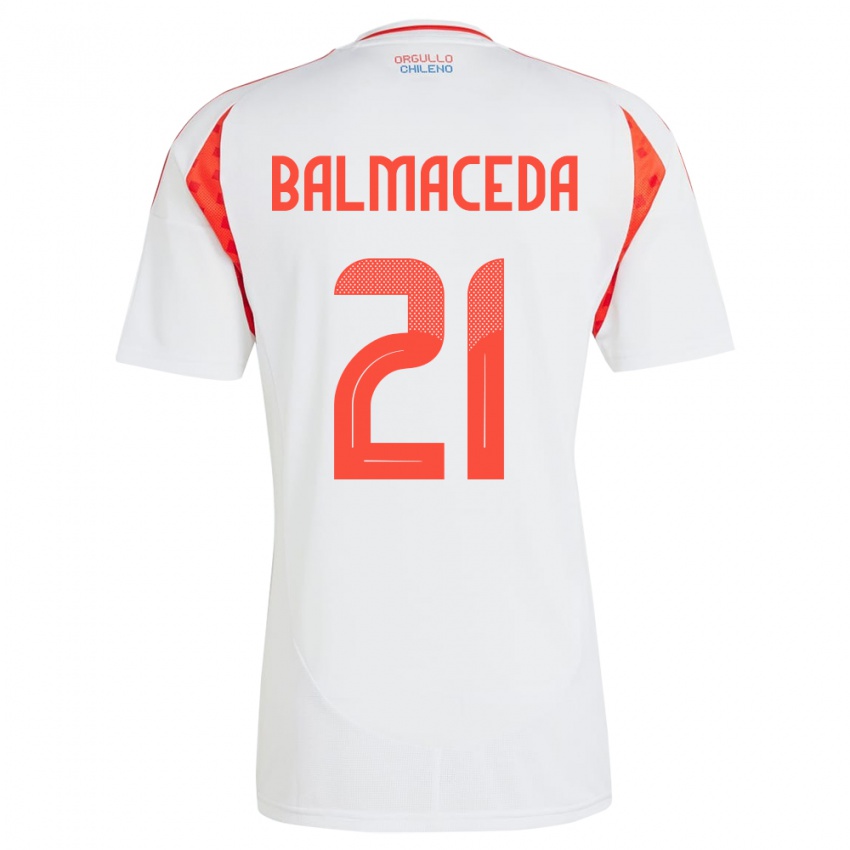 Kinder Chile Rosario Balmaceda #21 Weiß Auswärtstrikot Trikot 24-26 T-Shirt Österreich