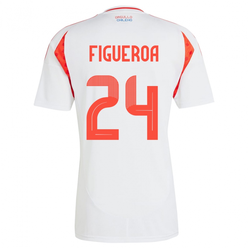 Kinder Chile Ámbar Figueroa #24 Weiß Auswärtstrikot Trikot 24-26 T-Shirt Österreich