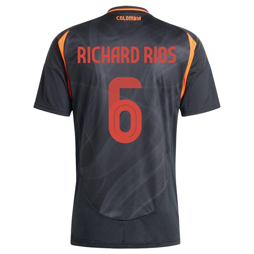 Kinder Kolumbien Richard Ríos #6 Schwarz Auswärtstrikot Trikot 24-26 T-Shirt Österreich