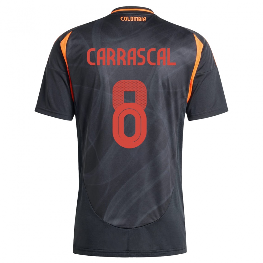 Kinder Kolumbien Jorge Carrascal #8 Schwarz Auswärtstrikot Trikot 24-26 T-Shirt Österreich