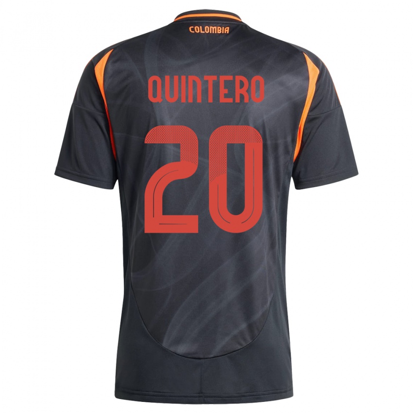 Kinder Kolumbien Juan Fernando Quintero #20 Schwarz Auswärtstrikot Trikot 24-26 T-Shirt Österreich