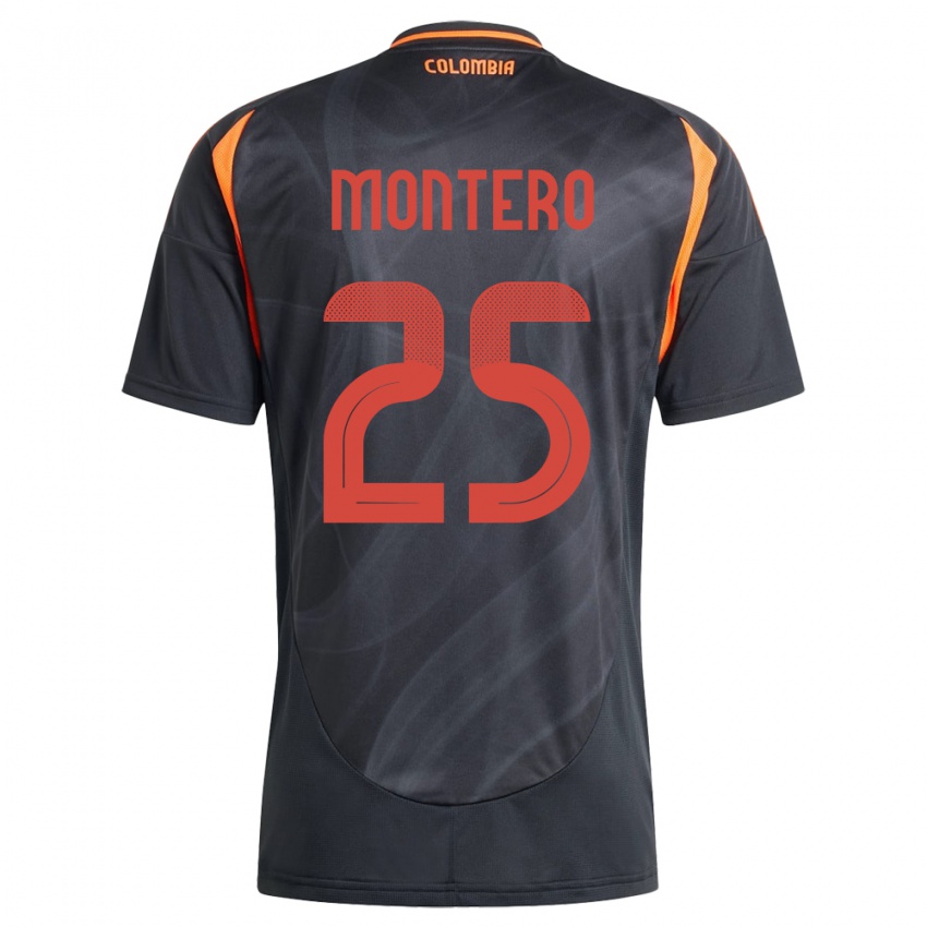 Kinder Kolumbien Álvaro Montero #25 Schwarz Auswärtstrikot Trikot 24-26 T-Shirt Österreich