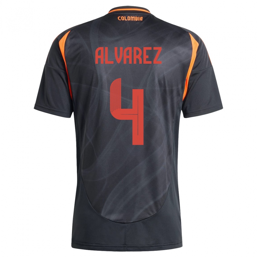 Kinder Kolumbien Fernando Álvarez #4 Schwarz Auswärtstrikot Trikot 24-26 T-Shirt Österreich