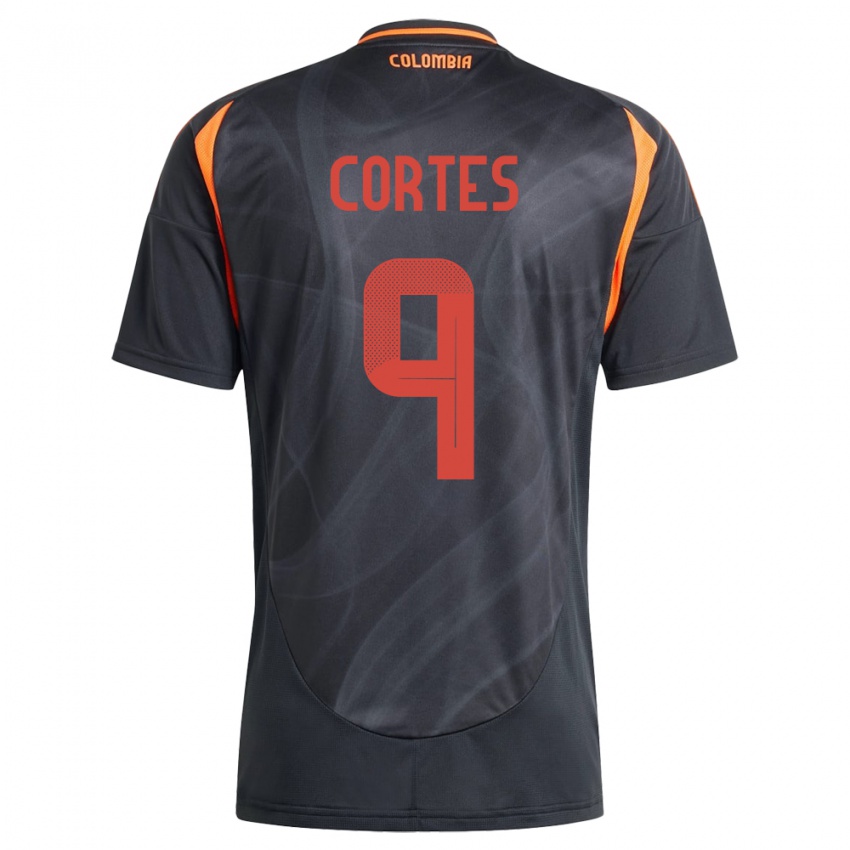 Kinder Kolumbien Carlos Cortés #9 Schwarz Auswärtstrikot Trikot 24-26 T-Shirt Österreich