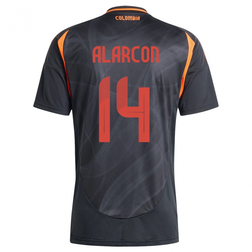 Kinder Kolumbien Andrés Alarcón #14 Schwarz Auswärtstrikot Trikot 24-26 T-Shirt Österreich