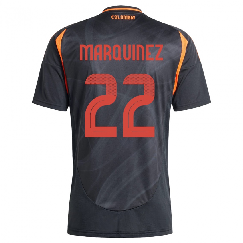 Kinder Kolumbien Luis Marquinez #22 Schwarz Auswärtstrikot Trikot 24-26 T-Shirt Österreich