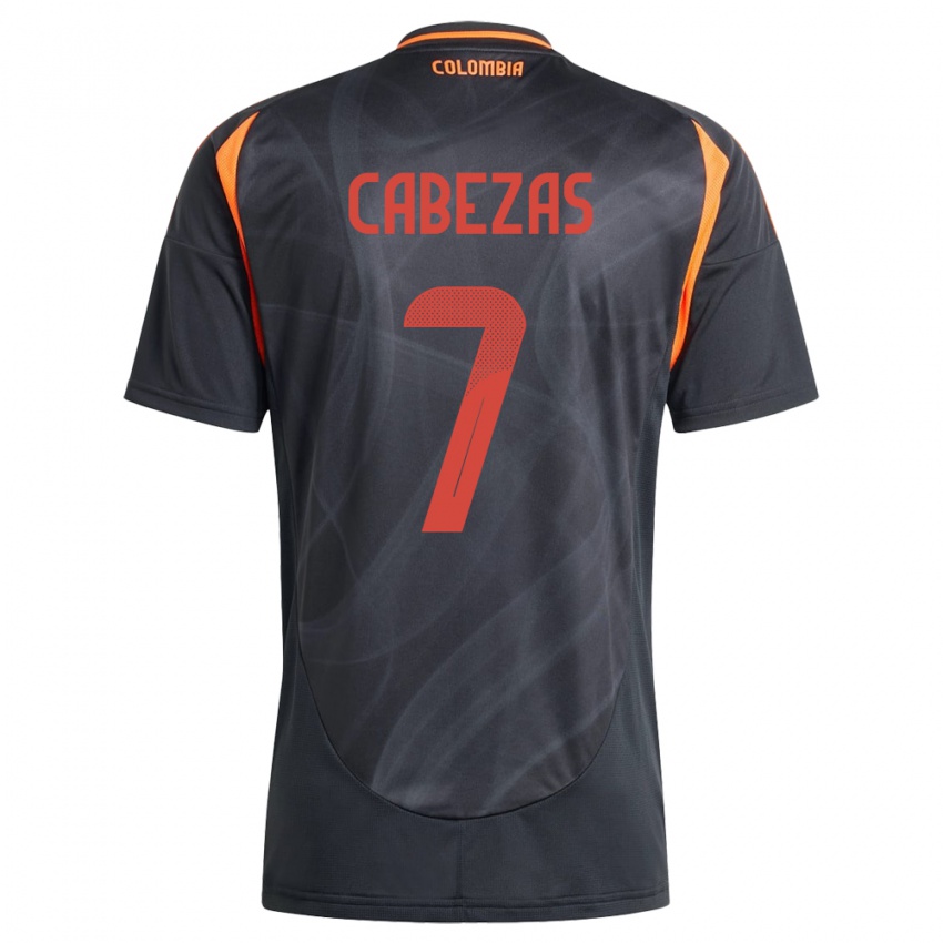 Kinder Kolumbien Jorge Cabezas #7 Schwarz Auswärtstrikot Trikot 24-26 T-Shirt Österreich